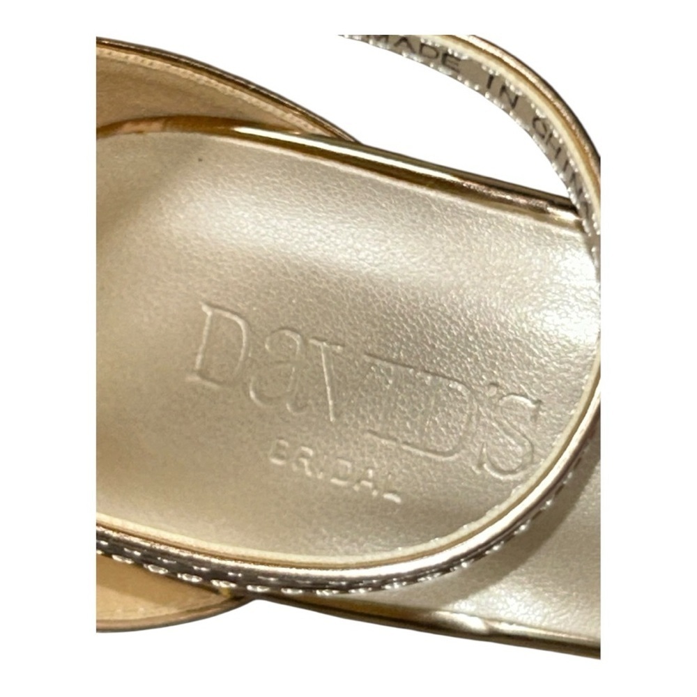 David’s Bridal Triple-Strap Gold Metallic Stiletto heels Style BACI Women’s Sz 8 - Picture 5 of 15